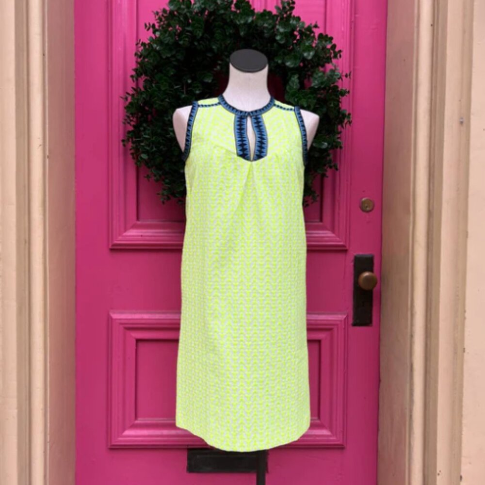 J.Crew Sleeveless Neon Yellow Pattern Dress size 00